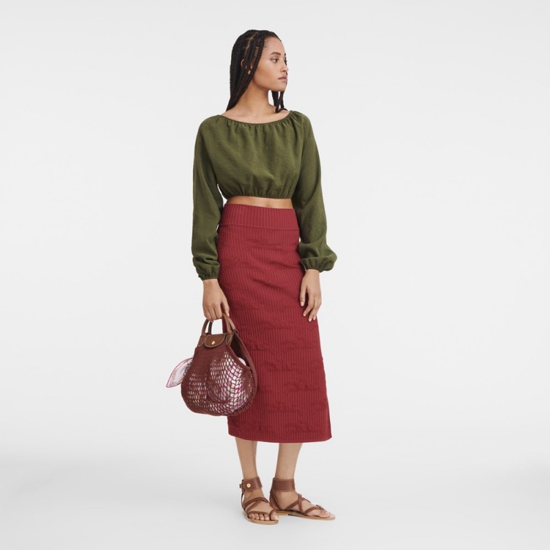 Brown Longchamp Le Pliage Filet L Mesh Bags Women's Handbags